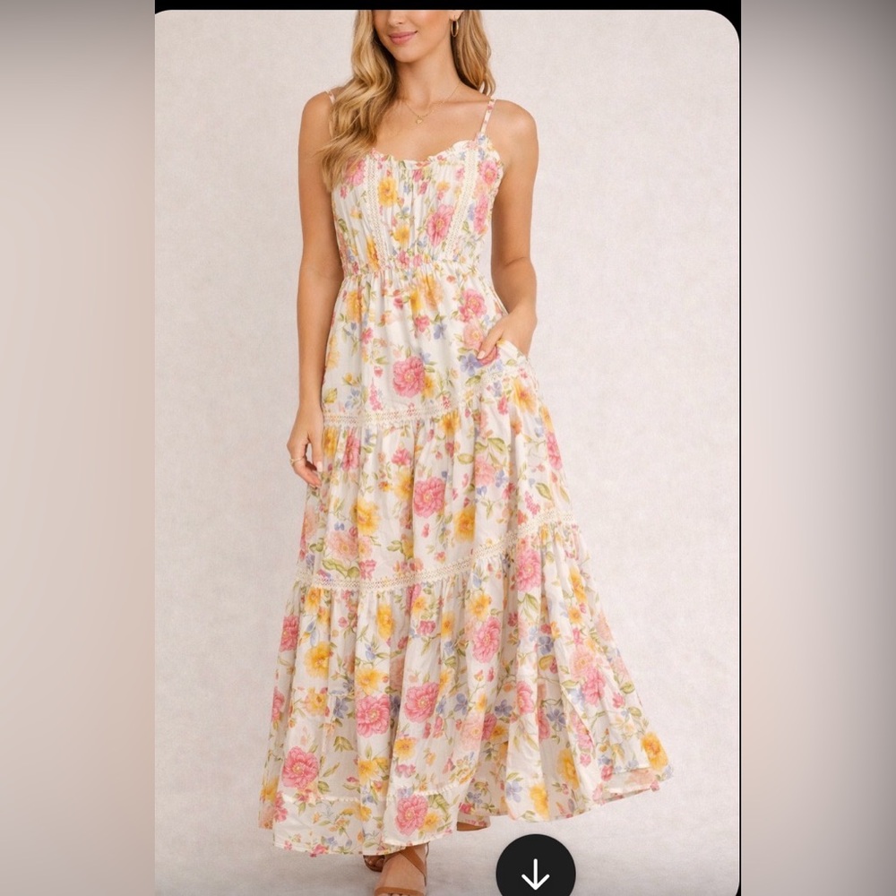 Blu Pepper Floral Kids Dress in Pink and Yellow
